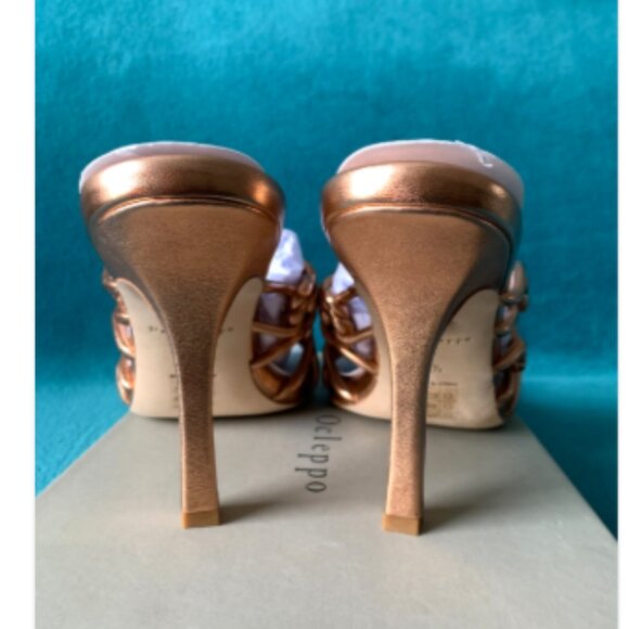 NIB Dee Ocleppo Leather Metallic Copper Caged Mule Sandals Belize 8.5 MSRP $375 - Picture 13 of 16